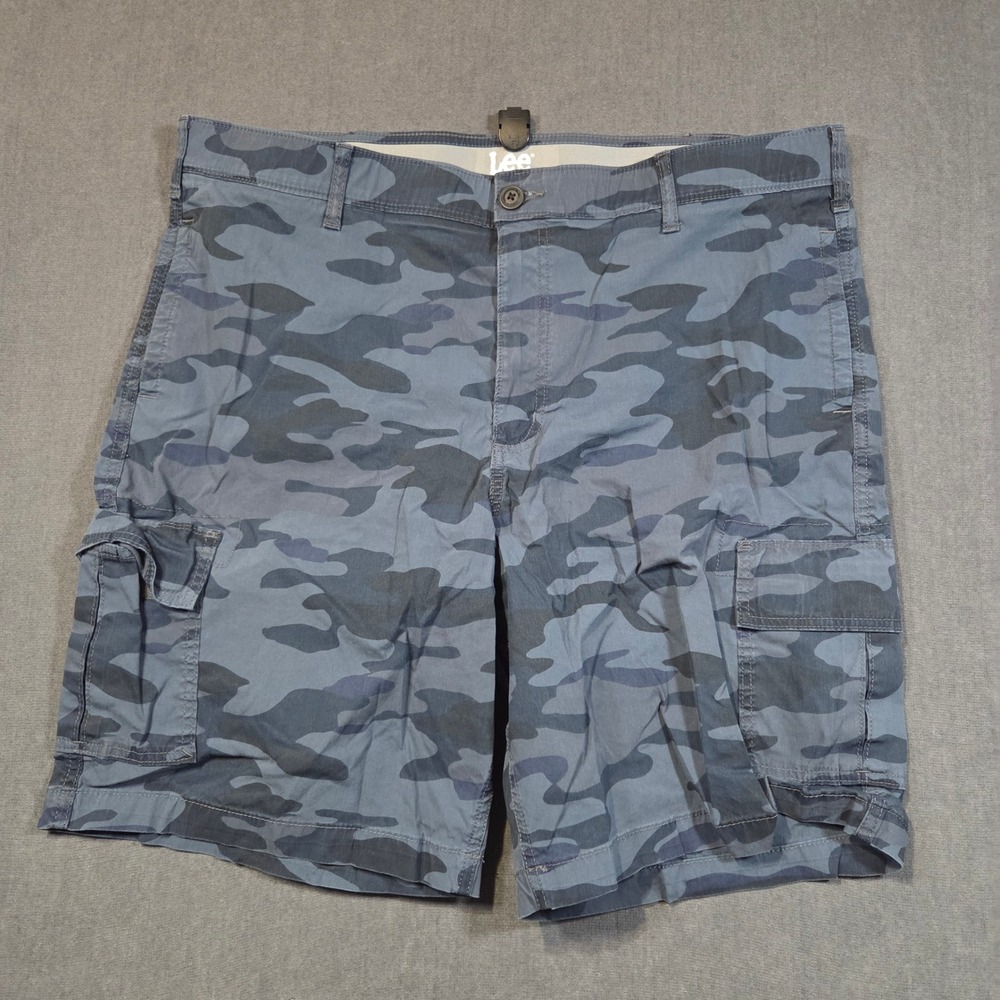 Lee Cargo Shorts Mens 40 Blue Camo Stretch Cotton Utility Outdoor Casual